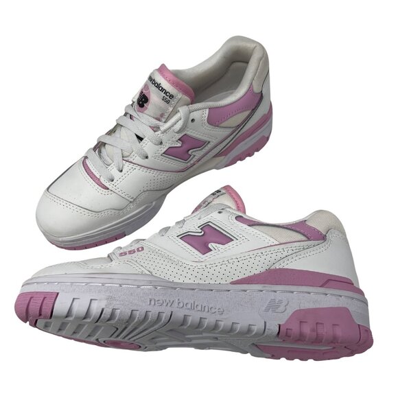 New Balance 550 Low Top Sneakers in White & Bubblegum Pink Women's Size 7 - Picture 1 of 12